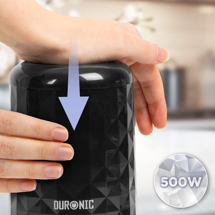 Duronic CH57 BK Elektrischer Zerkleinerer 500W, 2x 700 ml Schüsseln mit Deckel, Küchenmaschine für Gemüse, Obst, Nüsse & Kräuter, Ideal für Saucen, Püree & Babynahrung