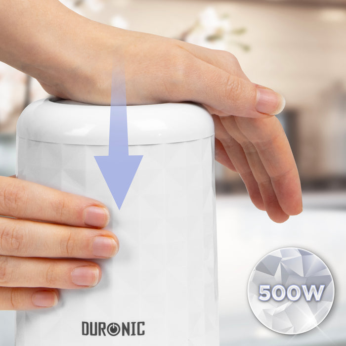 Duronic CH57 WE Elektrischer Zerkleinerer 500W, 2x 700 ml Schüsseln mit Deckel, Küchenmaschine für Gemüse, Obst, Nüsse & Kräuter, Ideal für Saucen, Püree & Babynahrung