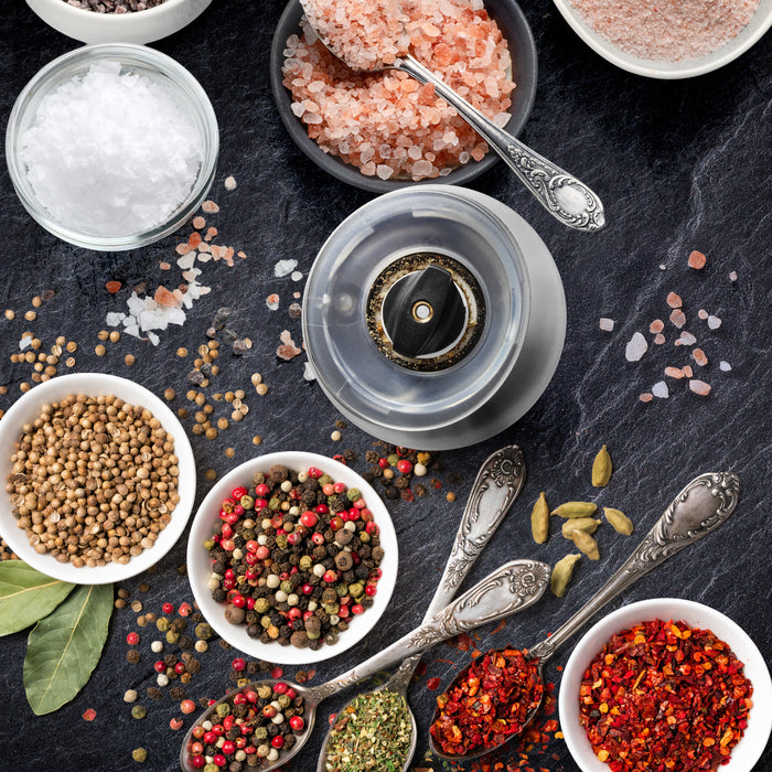 Duronic EMB1 Salz- und Pfeffermühle, elektrischer Salzstreuer, Salz- oder Pfefferstreuer, automatische Gewürzmühle, Salzmühle für Meersalz