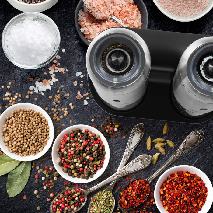 Duronic EMU3 Salz- und Pfeffermühlenset, Salzstreuer elektrisch, Salz- oder Pfefferstreuer mit Akku, automatische Gewürzmühle, Salzmühle für Meersalz