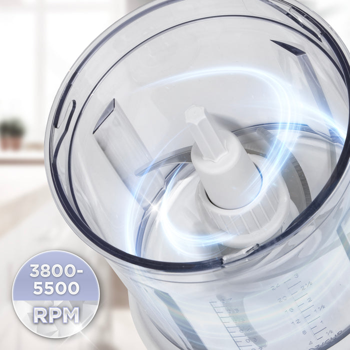 Duronic CH57 WE Elektrischer Zerkleinerer 500W, 2x 700 ml Schüsseln mit Deckel, Küchenmaschine für Gemüse, Obst, Nüsse & Kräuter, Ideal für Saucen, Püree & Babynahrung