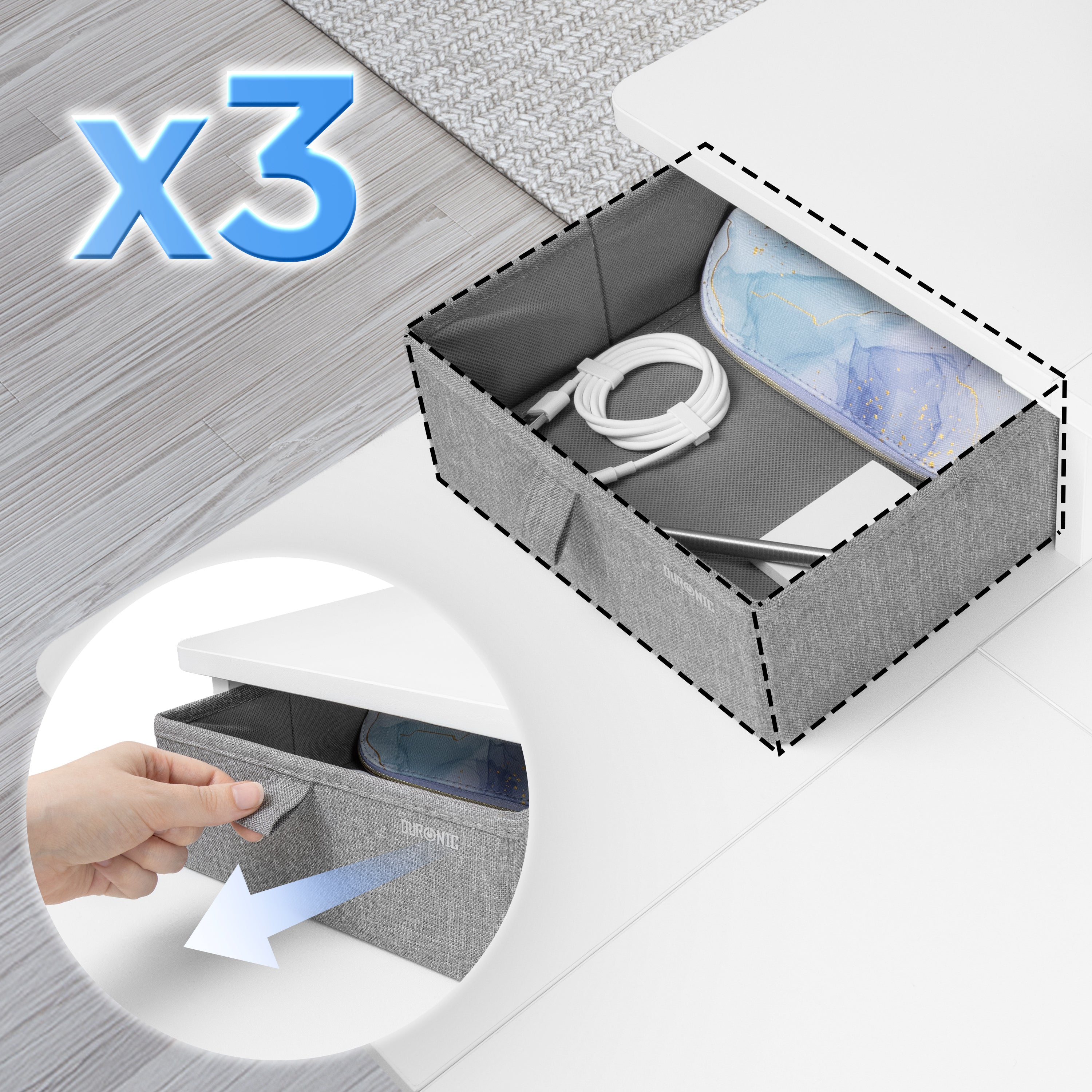 Duronic DD4 WE Schreibtischaufsatz, Schreibtisch Regal mit Tischklemmen 120 x 25 x 17,5 cm, Monitorständer mit Schubladen, Gaming Home Office Organizer, Tastatur unter Monitor, Monitorerhöhung