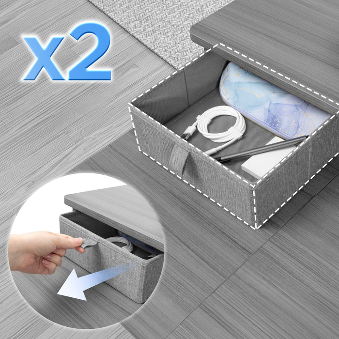 Duronic DD2 GY Schreibtischaufsatz für 2 Monitore, Schreibtisch Erweiterung mit Schubladen, 120 x 25 x 11,5 cm, Monitorerhöhung mit Tischklemmen, Gaming Home Office Monitorständer, Extra Breit