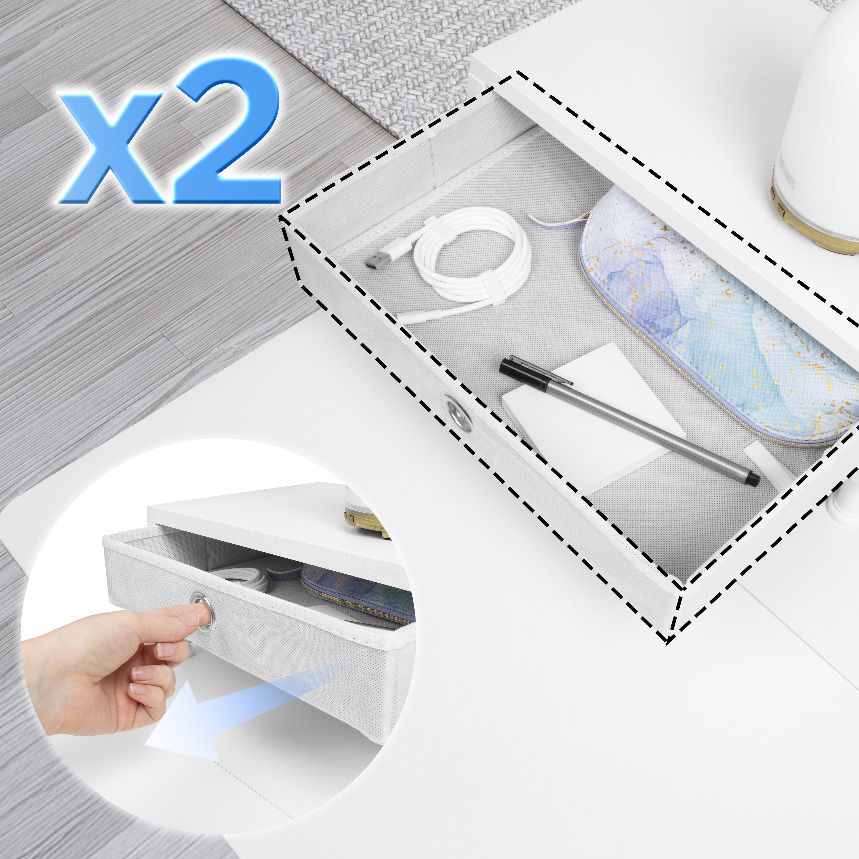 Duronic DD1 WE Schreibtisch, Schreibtischplatte mit Schubladen, Tischplatte 120 x 60 x 1,9 cm, Schreibtisch mit Monitorerhöhung, Ideal für höhenverstellbare Workstation, Sitz-Steh-Schreibtisch