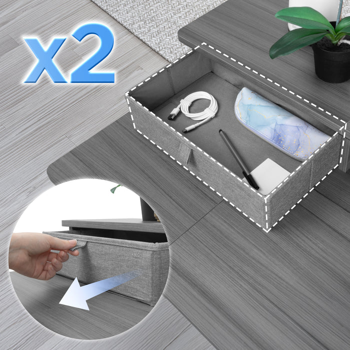 Duronic DD3 GY Monitorständer, breites Schreibtisch Regal 120 x 25 x 11,5 cm, Schreibtischaufsatz mit XXL Schubladen, Monitorerhöhung für 2 Monitore, Rutschfeste Tischklemmen, Gaming Home Office