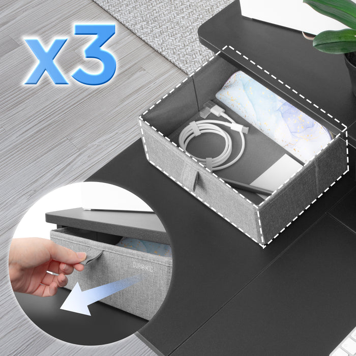 Duronic DD4 BK Schreibtischaufsatz, Schreibtisch Regal mit Tischklemmen 120 x 25 x 17,5 cm, Monitorständer mit Schubladen, Gaming Home Office Organizer, Tastatur unter Monitor, Monitorerhöhung