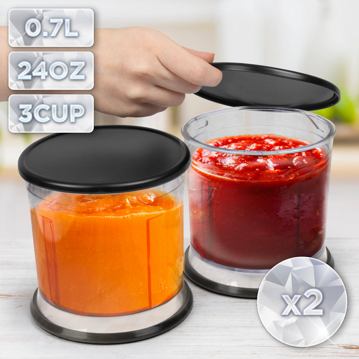 Duronic CH57 BK Elektrischer Zerkleinerer 500W, 2x 700 ml Schüsseln mit Deckel, Küchenmaschine für Gemüse, Obst, Nüsse & Kräuter, Ideal für Saucen, Püree & Babynahrung