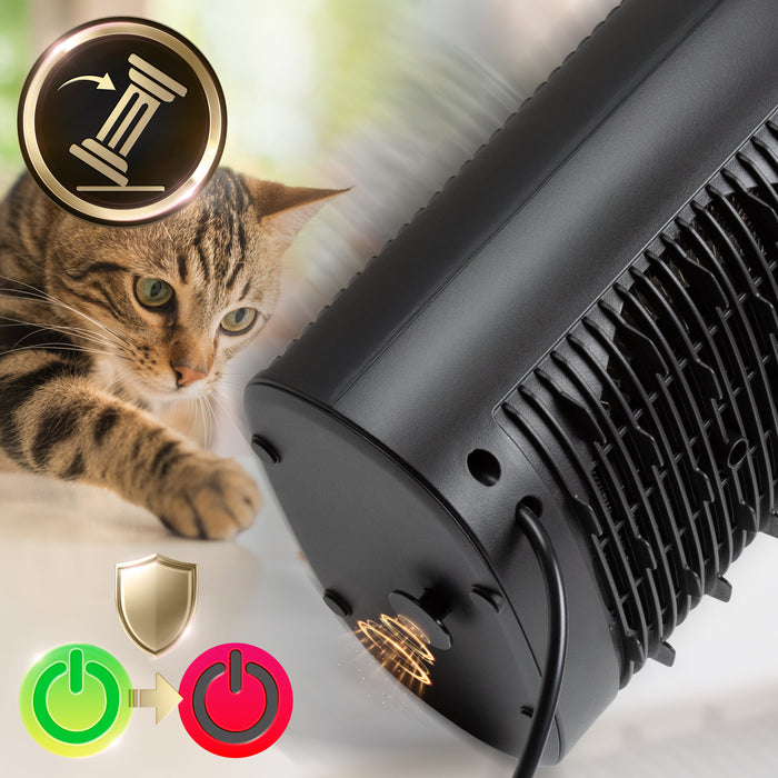 Duronic HV32 BK Heizlüfter, 2000 Watt Elektroheizung für Steckdose, kleine Mini Heizung als Fußwärmer, Elektroheizkörper mit 2 Stufen, Kaltfunktion