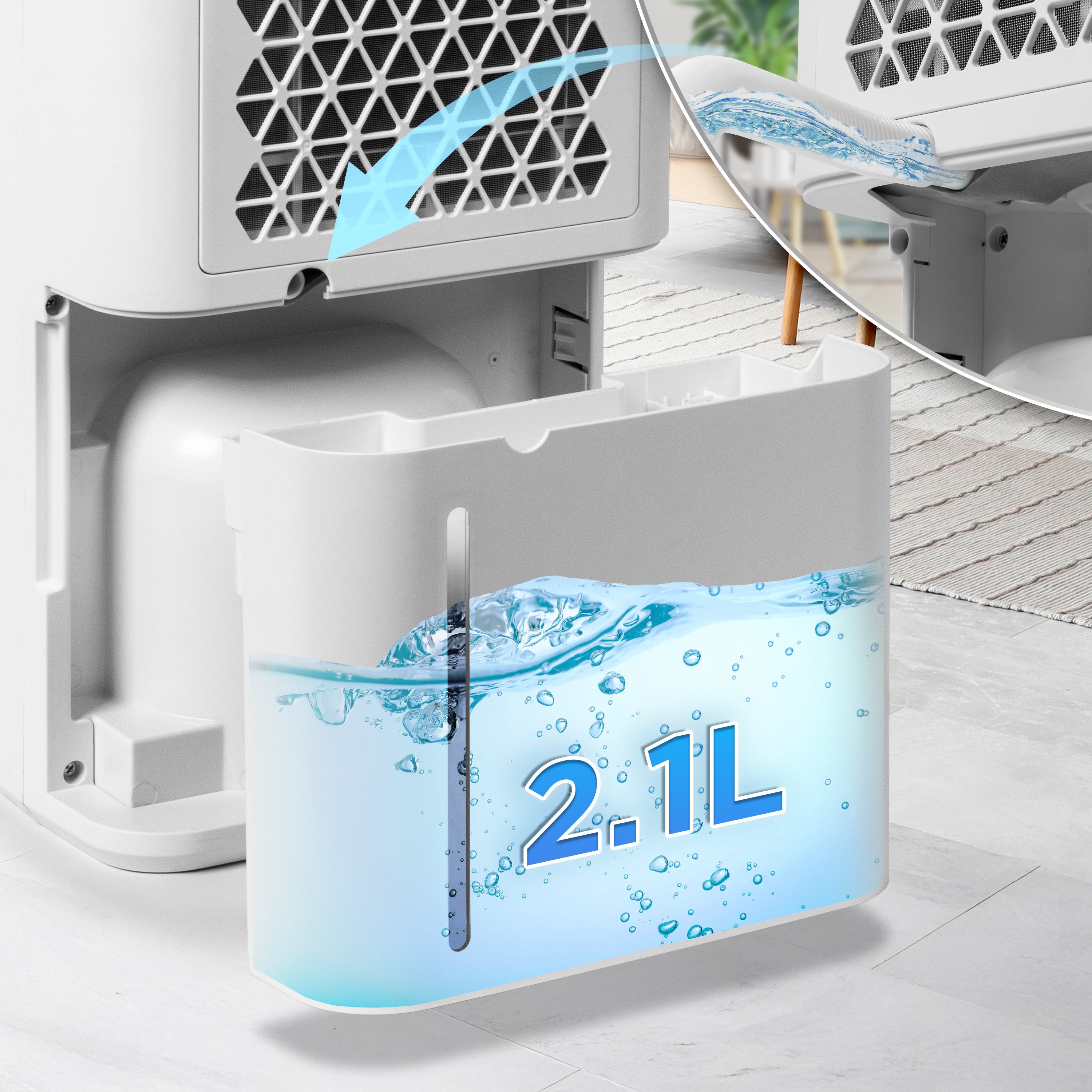 Duronic DH121 Luftentfeuchter, elektrischer Entfeuchter für 25 m² Räume, leiser Raumentfeuchter mit 2100ml Tank, gegen feuchte Fenster und Schimmel