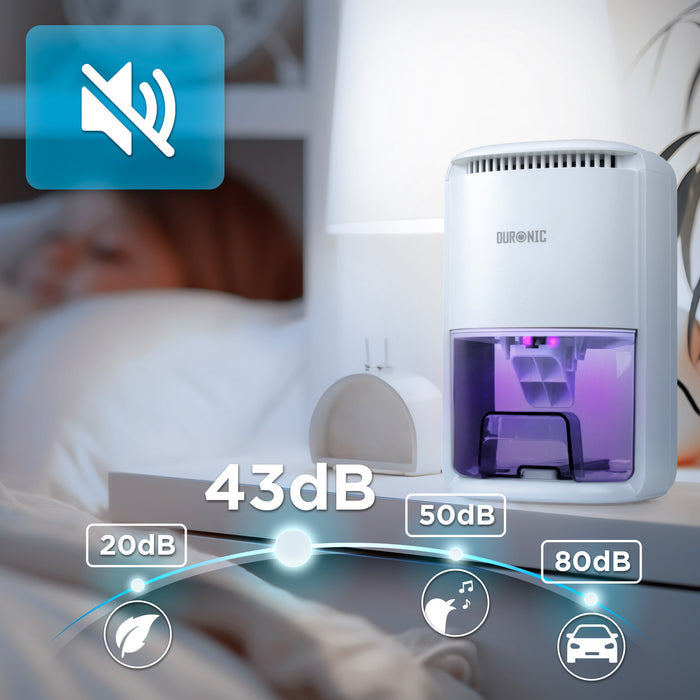 Duronic DH07 WE Luftentfeuchter, elektrischer Lufttrockner gegen Schimmelbildung, 32dB leiser Betrieb und großem Wassertank, Dehumidifier für 10qm
