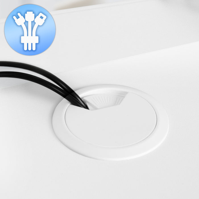 Duronic DD1 WE Schreibtisch, Schreibtischplatte mit Schubladen, Tischplatte 120 x 60 x 1,9 cm, Schreibtisch mit Monitorerhöhung, Ideal für höhenverstellbare Workstation, Sitz-Steh-Schreibtisch