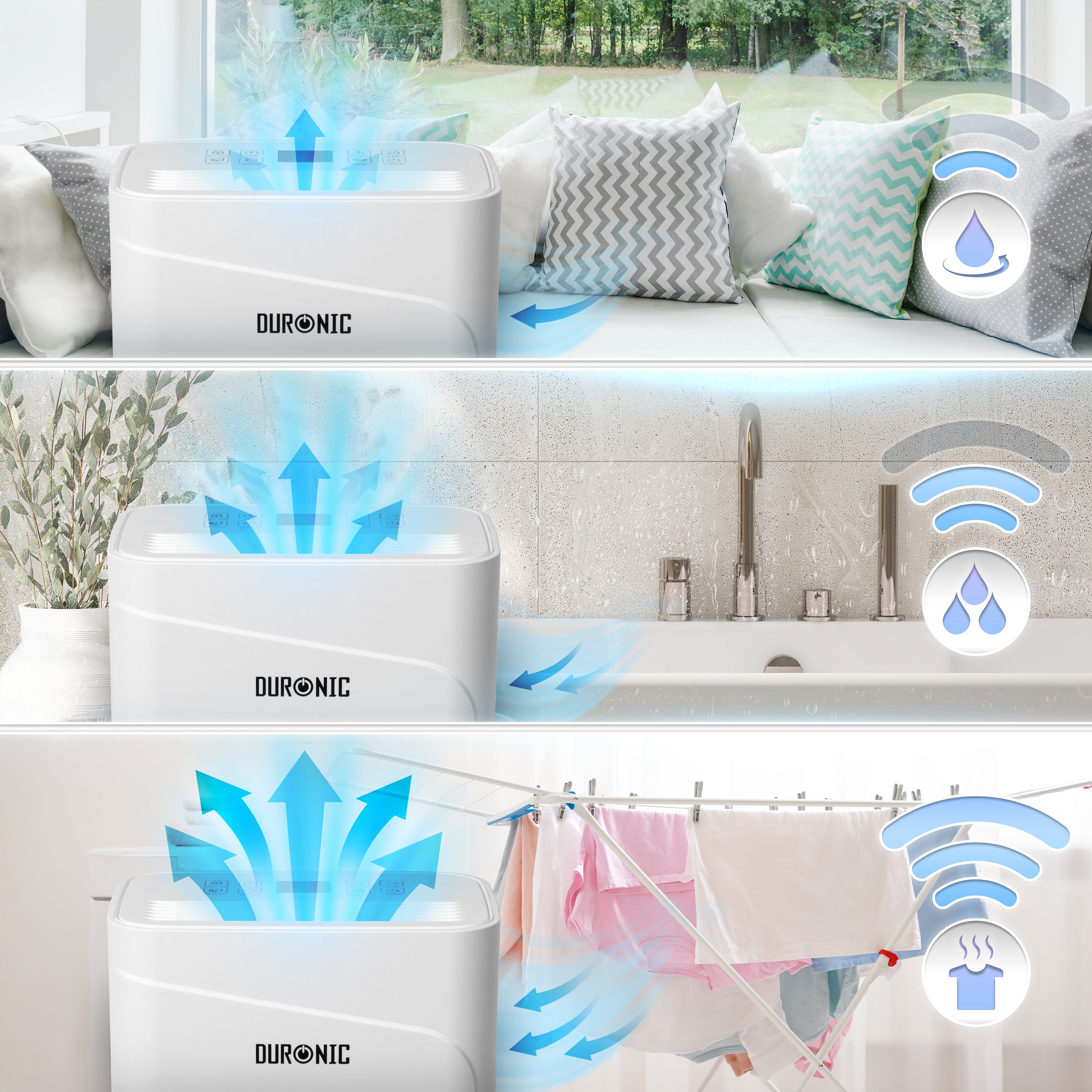 Duronic DH121 Luftentfeuchter, elektrischer Entfeuchter für 25 m² Räume, leiser Raumentfeuchter mit 2100ml Tank, gegen feuchte Fenster und Schimmel