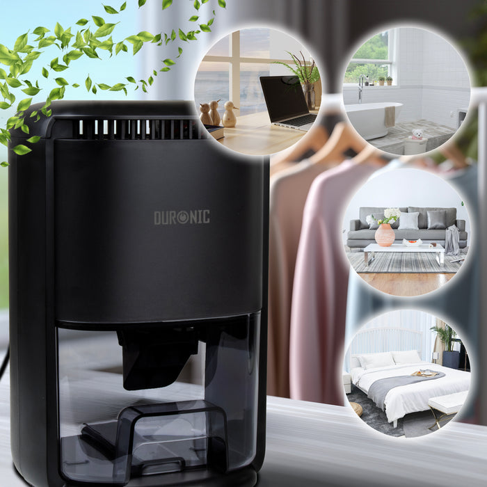 Duronic DH07 BK Luftentfeuchter, elektrischer Lufttrockner gegen Schimmelbildung, 32dB leiser Betrieb und großem Wassertank, Dehumidifier für 10qm