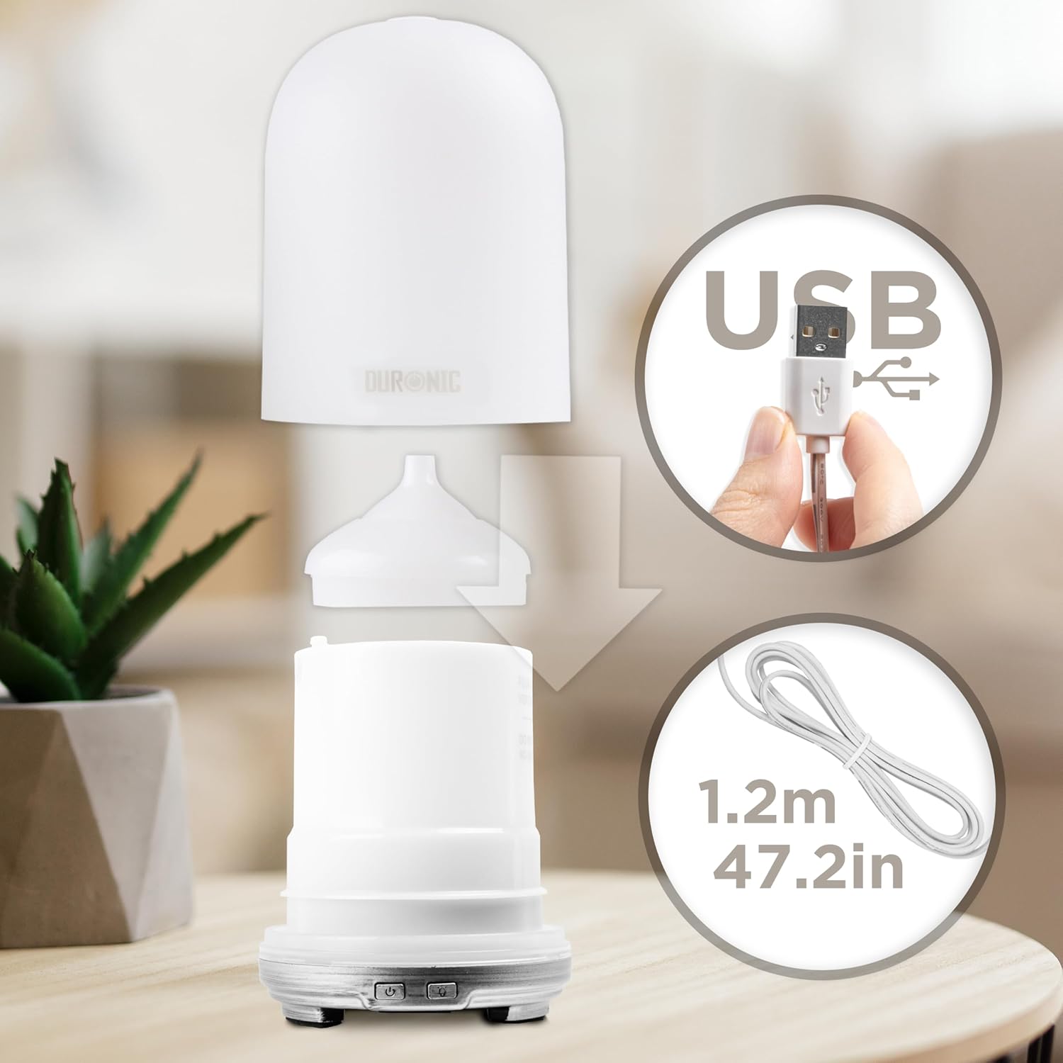 Duronic AD13 Aroma Diffuser, Diffuser mit 100 ml Wassertank, Diffusor für ätherische Öle, Raumduft als Lufterfrischer, Duftsprüher für Duftöl