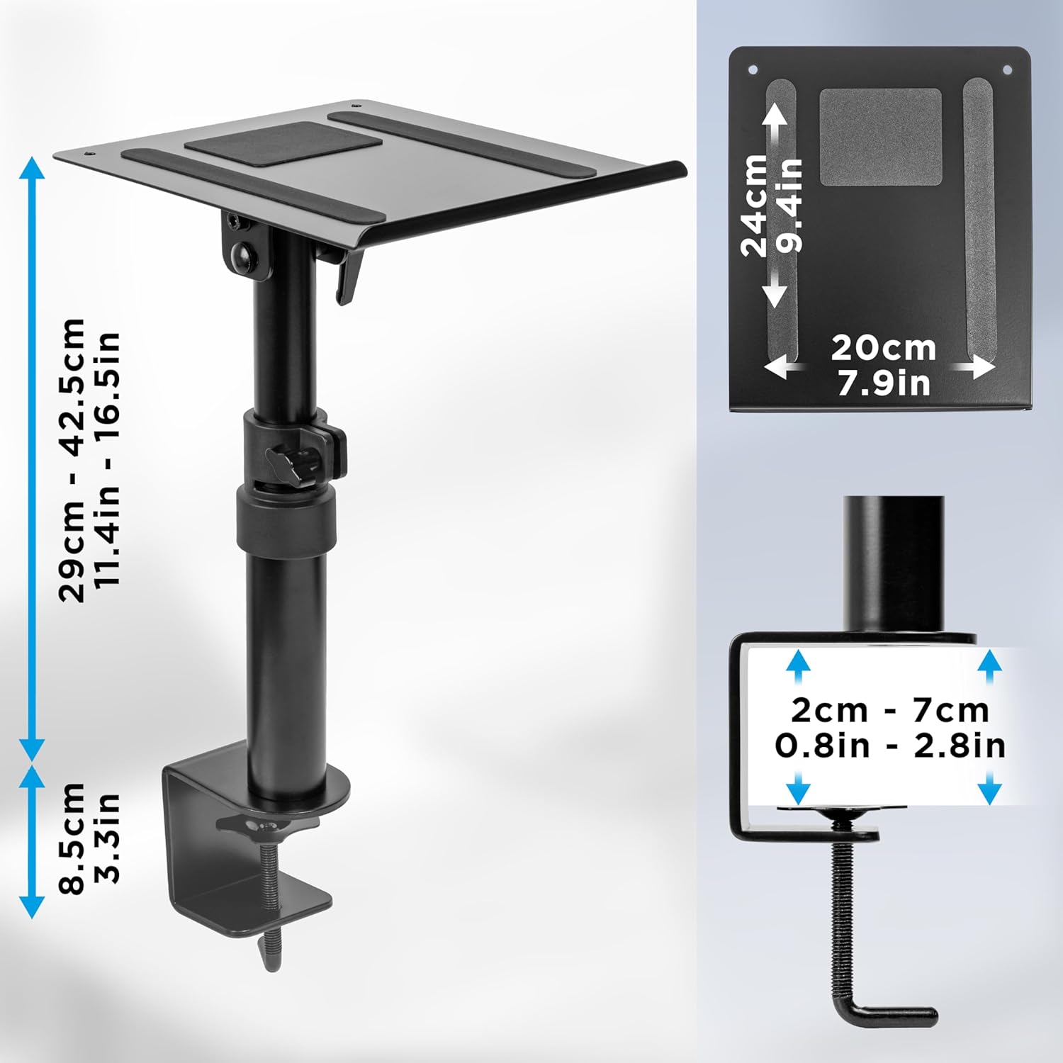 Duronic SPS15 Lautsprecherständer | 1 Universelle Boxen Tischhalterung | Höhenverstellbar, Drehbar, Neigbar | Boxenständer für Satellitenlautsprecher | Heimkino, Recording Studio | HiFi Monitor Stativ