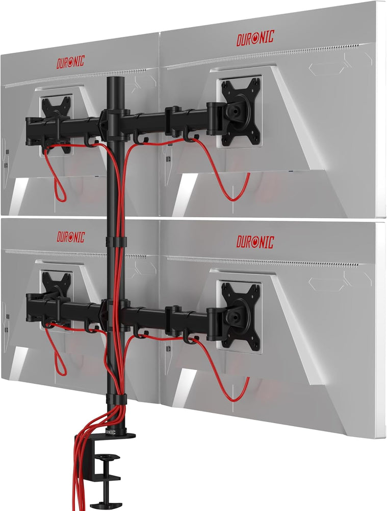 Duronic DM254 Monitor-Halterung 4 Monitore für 13-27 Zoll Flach & Curved Bildschirm-Halterung 8kg, Monitor Tischhalterung Höhenverstellbar Neigbar Schwenkbar Drehbar, Vesa halterung, Monitor-Arm