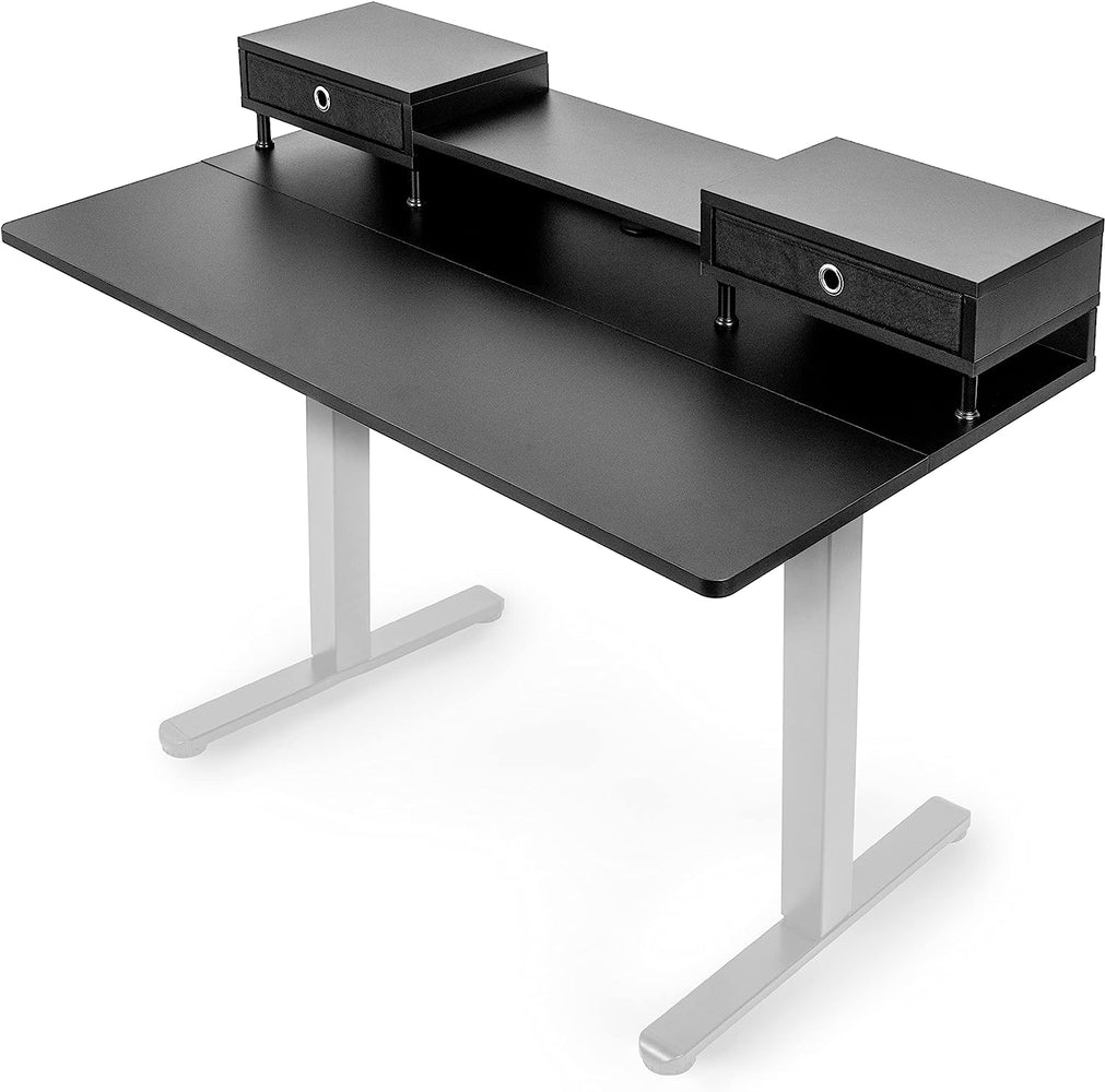 Duronic DD1 BK Schreibtisch | Schreibtischplatte mit Schubladen | Tischplatte 120 x 60 x 1,9 cm | Schreibtisch mit Monitorerhöhung | Ideal für höhenverstellbare Workstation | Sitz-Steh-Schreibtisch