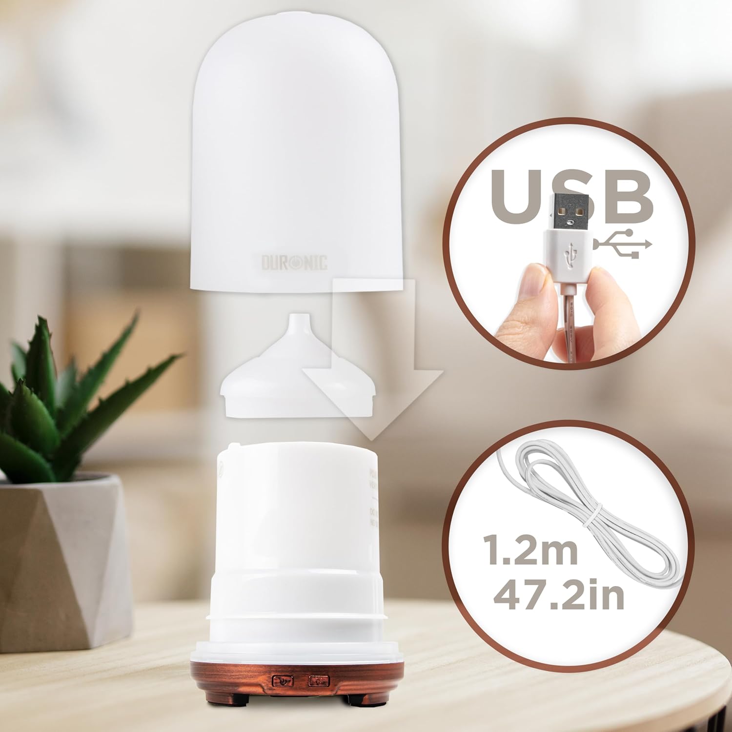 Duronic AD12 Aroma Diffuser, Diffuser mit 100 ml Wassertank, Diffusor für ätherische Öle, Raumduft als Lufterfrischer, Duftsprüher für Duftöl