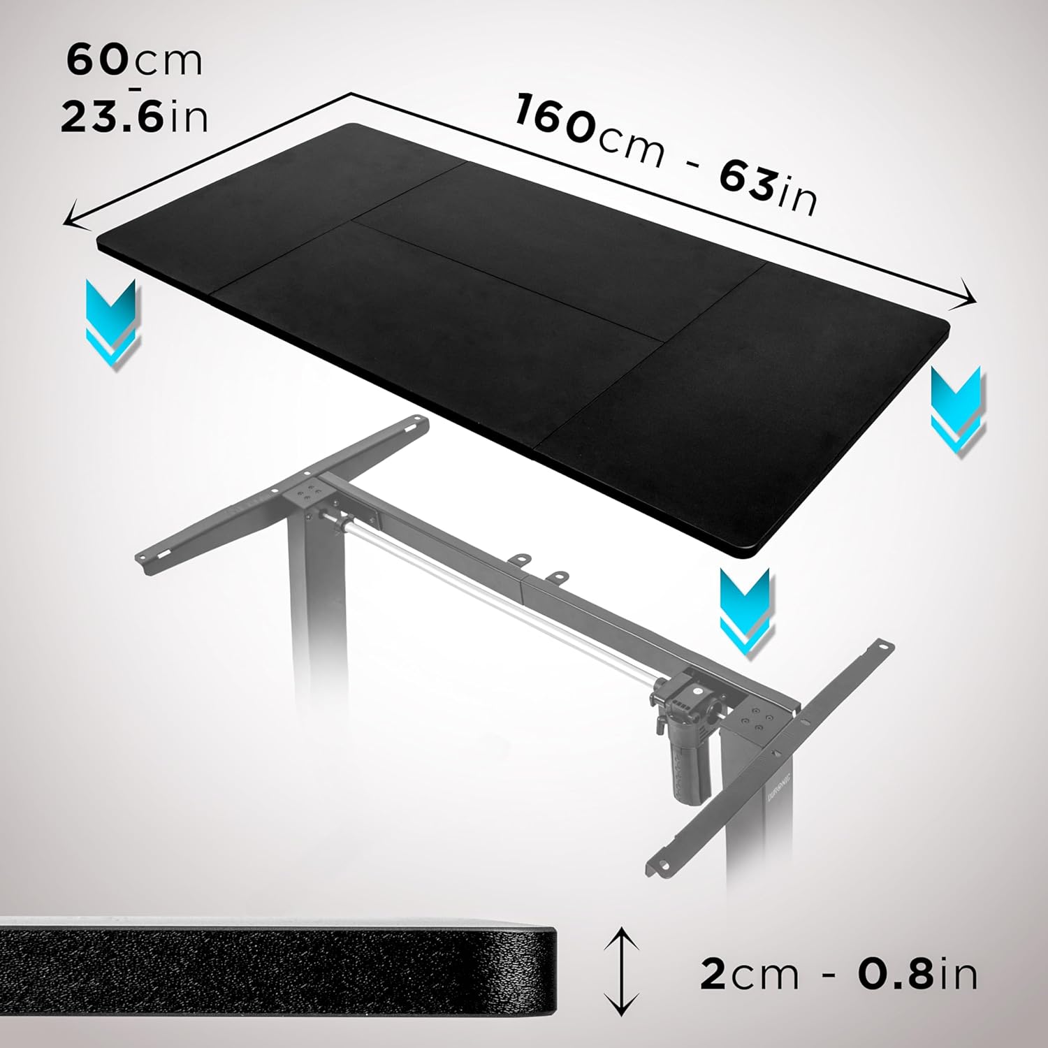 Duronic TT160 BK Tischplatte | Schreibtischplatte 160 x 60 x 1,9 cm | Table Top für individuellen Tisch | Ideal für höhenverstellbare Workstation | Sitz-Steh Schreibtisch für Home-Office und Büro