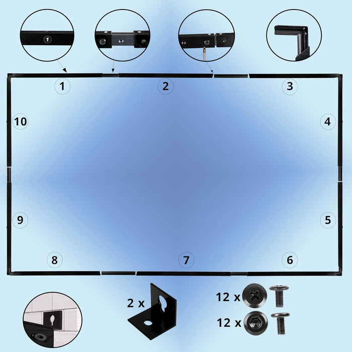 Duronic SFPS80 16:9 Projektorleinwand, Beamerleinwand 80 Zoll, Heimkino mit 4K Full HD 3D, faltbare Stativleinwand, Beamer Leinwand für Wandmontage, Filmnacht, Videoleinwand für Büro Schulen