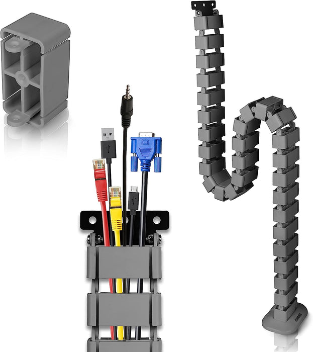 Duronic CM1DM BK Kabelkanal | Kabelführung für Schreitisch | Flexibles Kabelmanagement für Ordnung am Arbeitsplatz und Werkstatt | Modular bis 1,3m | Metallplatte zum Schrauben unter Tisch | Kunststoff