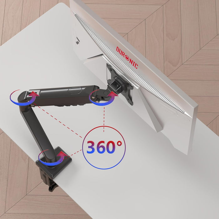 Duronic DM6A1 Monitorhalterung mit Gasfeder, Monitorarm schwenkbar neigbar drehbar für 32 Zoll QHD Curved Gaming Monitore, VESA 75/100, Tischhalterung