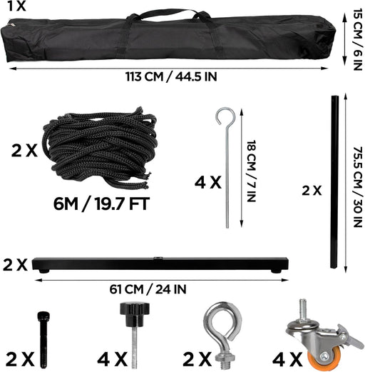 Duronic SFPS Parts SFPS Beamerleinwand Zubehörset, Stativhaken, Schrauben, Seil und Tragetasche für vielseitige und mobile Nutzung