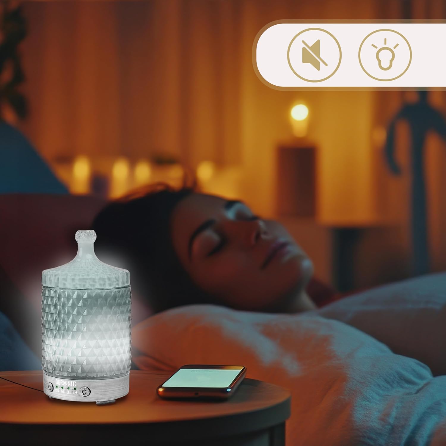 Duronic AD33 Aroma Diffuser, Diffuser mit 100 ml Wassertank, Diffusor für ätherische Öle, Raumduft als Lufterfrischer, Duftsprüher für Duftöl