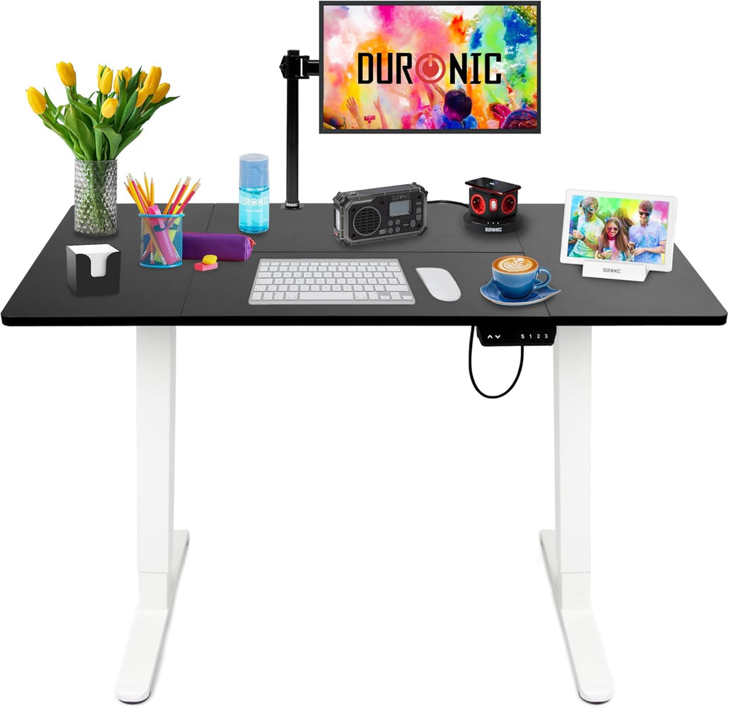 CD120 WK Höhenverstellbarer Schreibtisch, Computertisch für Büro, Gaming und Streaming, elektrischer Schreibtisch mit USB Port, 120 x 60 cm Sitz-Steh-Schreibtisch, Höhenverstellbar von 72 bis 118 cm