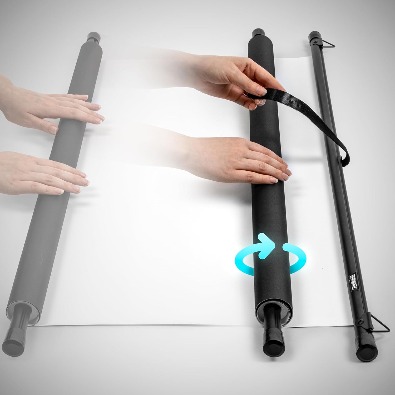 Duronic BPS80 16:9 Projektorleinwand, Beamerleinwand 80 Zoll, Heimkino mit 4K Full HD 3D, Rolloleinwand 1.0 Gain, Beamer Leinwand für Wandmontage, Filmnacht, Videoleinwand für Büro Schulen