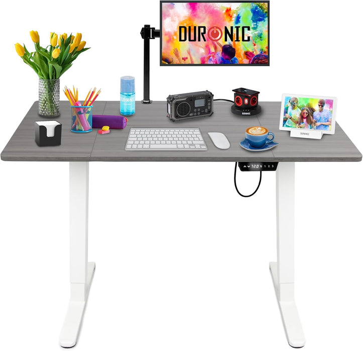 Duronic CD120 WG Höhenverstellbarer Schreibtisch, Computertisch für Büro, Gaming und Streaming, elektrischer Schreibtisch mit USB Port, 120 x 60 cm Sitz-Steh-Schreibtisch, Höhenverstellbar von 72 bis 118 cm