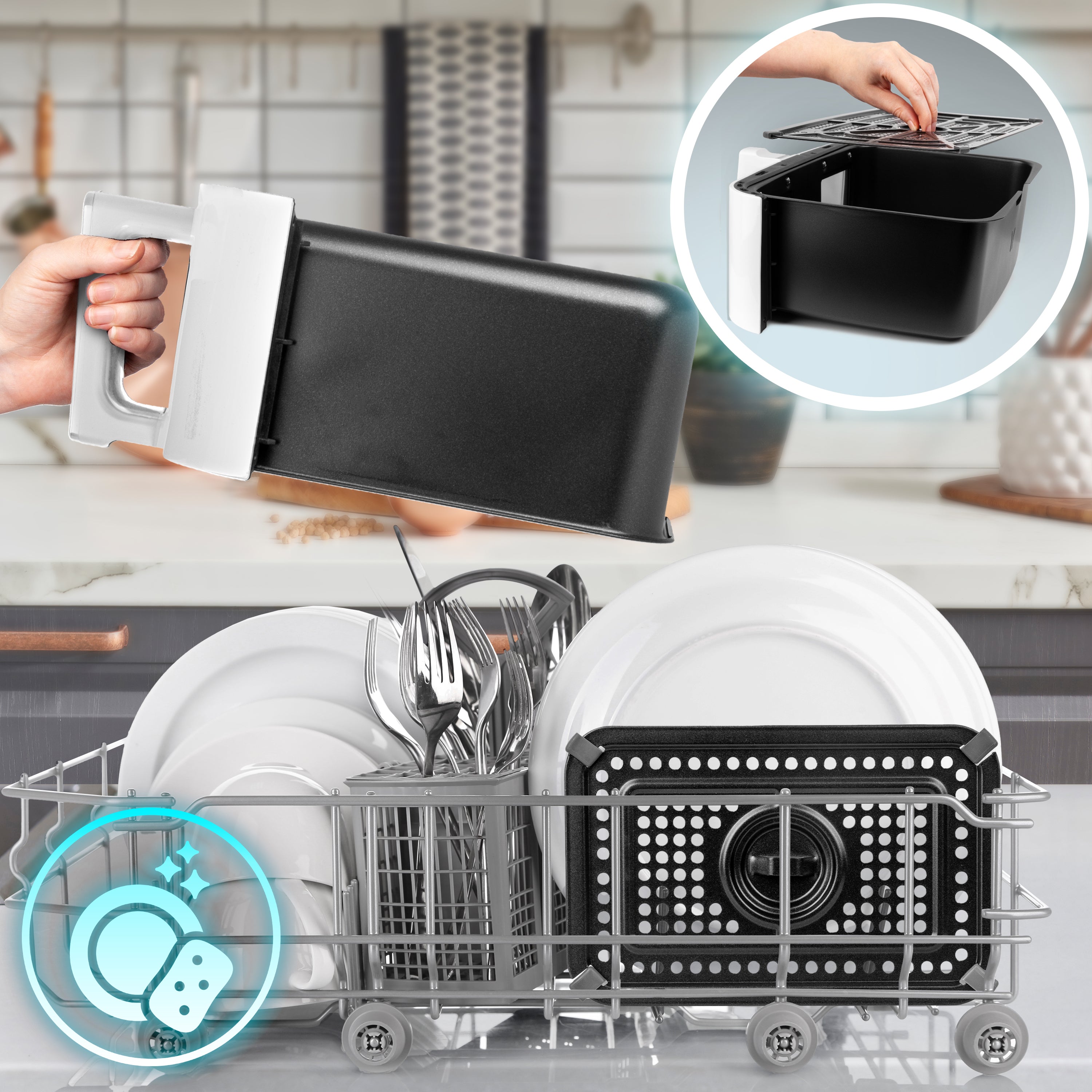 Duronic AF14 WG Heißluftfritteuse, XXL Heißluftfriteuse mit 10 Liter für Pommes, Friteuse HLF 10L Volumen Airfryer, Air Fryer für Rezepte ohne Öl