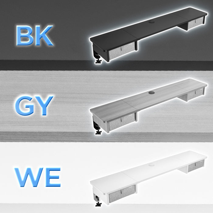 Duronic DD2 GY Schreibtischaufsatz für 2 Monitore, Schreibtisch Erweiterung mit Schubladen, 120 x 25 x 11,5 cm, Monitorerhöhung mit Tischklemmen, Gaming Home Office Monitorständer, Extra Breit