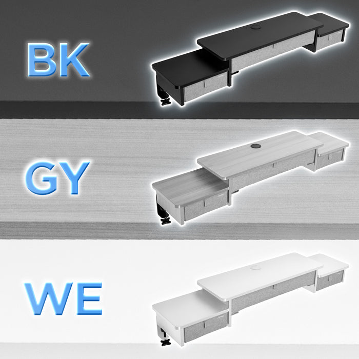 Duronic DD4 GY Schreibtischaufsatz, Schreibtisch Regal mit Tischklemmen 120 x 25 x 17,5 cm, Monitorständer mit Schubladen, Gaming Home Office Organizer, Tastatur unter Monitor, Monitorerhöhung