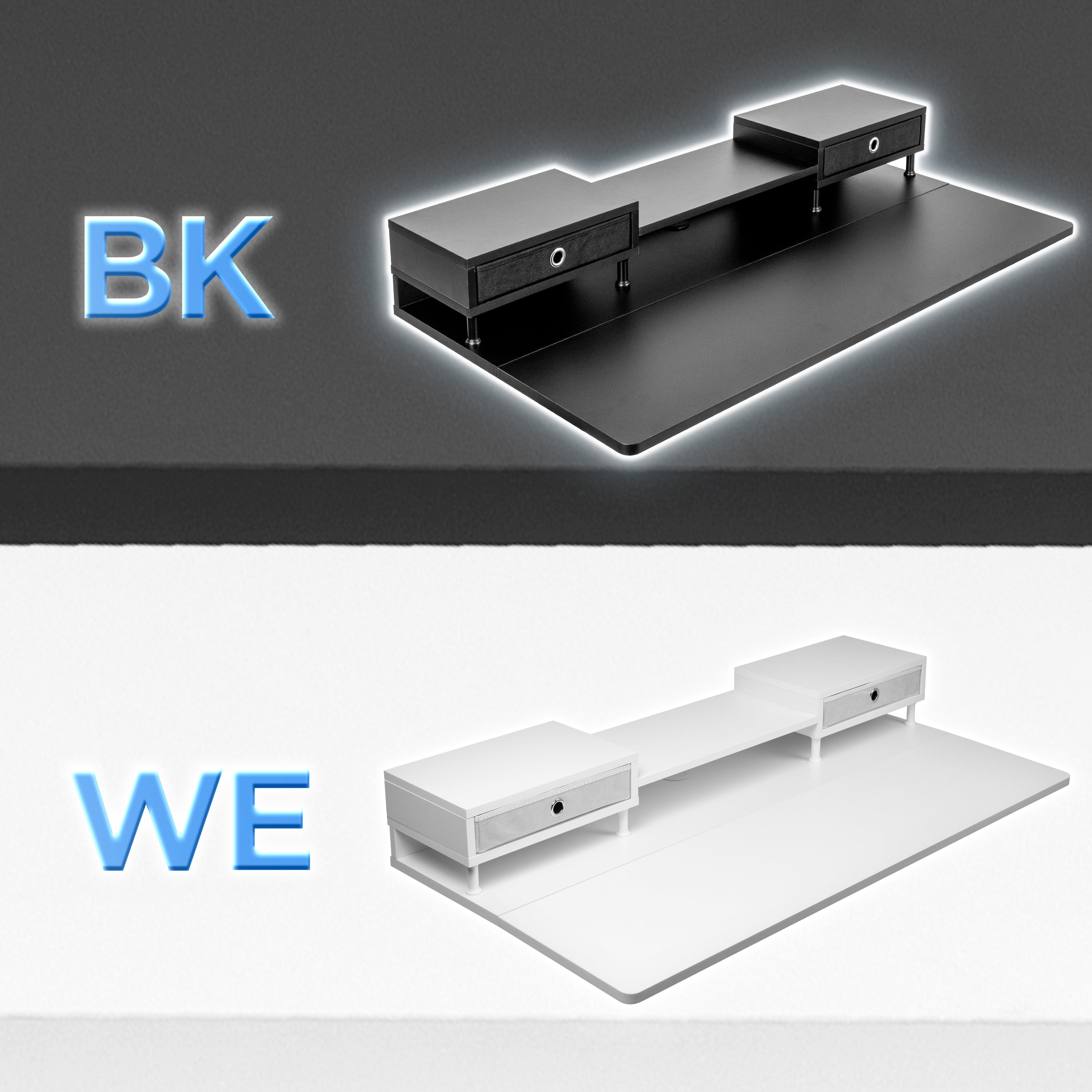 Duronic DD1 WE Schreibtisch, Schreibtischplatte mit Schubladen, Tischplatte 120 x 60 x 1,9 cm, Schreibtisch mit Monitorerhöhung, Ideal für höhenverstellbare Workstation, Sitz-Steh-Schreibtisch