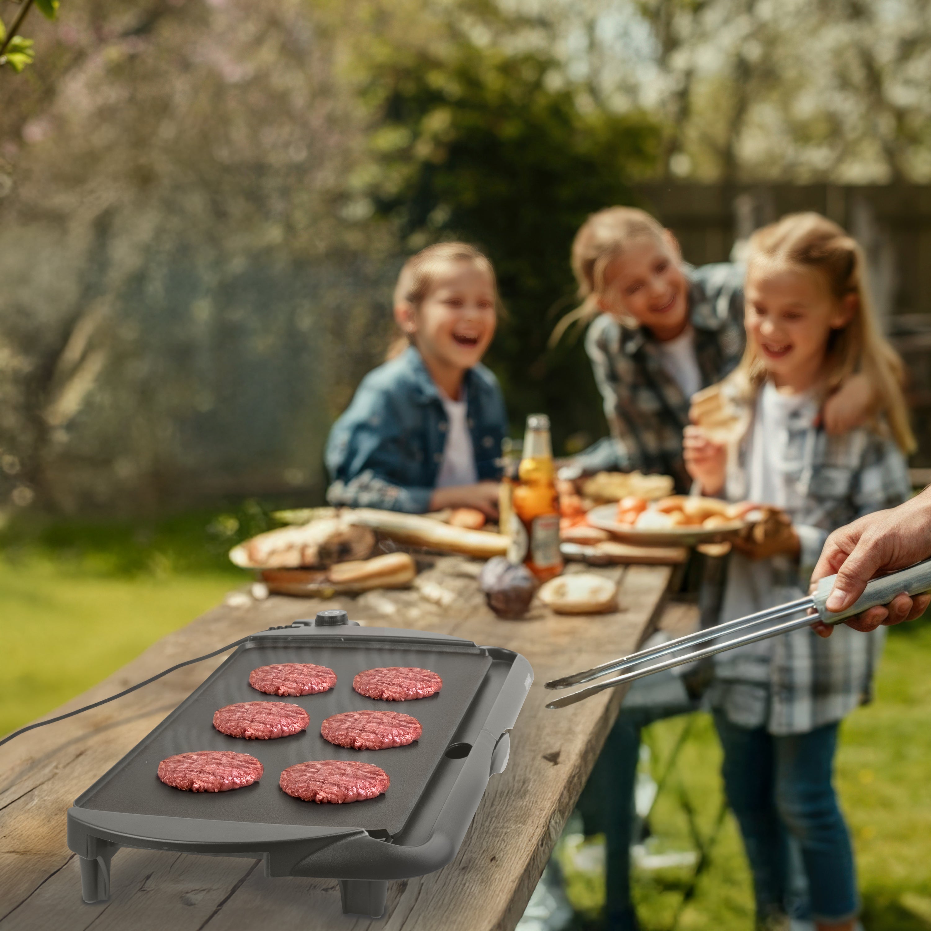 Duronic GP20 elektrischer Tischgrill 2000 W, Plancha Teppanyaki Grill, 52 x 27 cm Grillplatte, Flache Antihaft Oberfläche zur einfachen Reinigung, Stufenlose Temperatureinstellung, Okonomiyaki