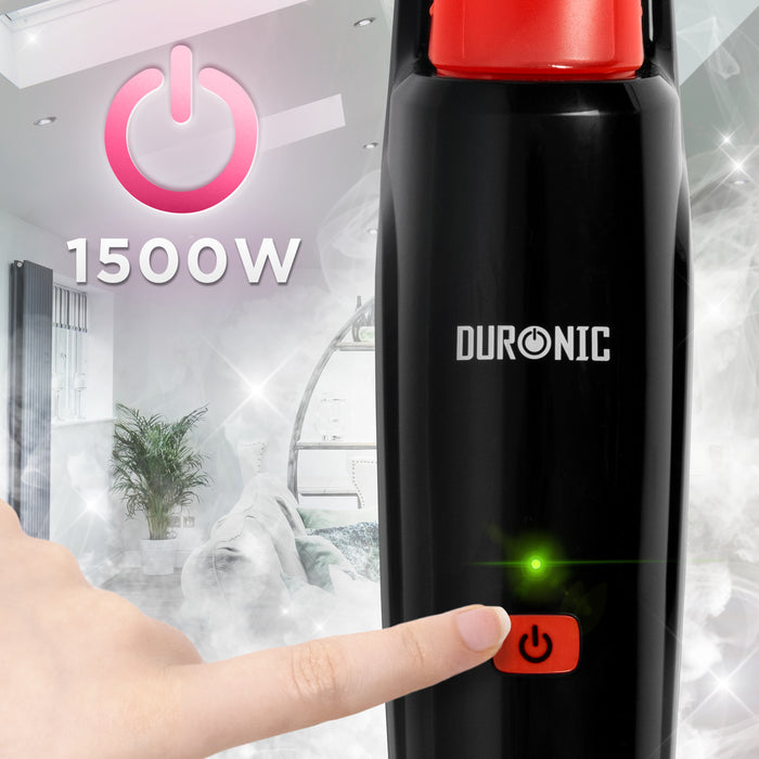 Duronic STM15 BK Dampfreiniger, Dampfmopp mit 500 ml Wassertank, Dampfmop für Böden, Dampf Bodenreiniger mit 7m langem Kabel, Steam Mop Dampfbesen