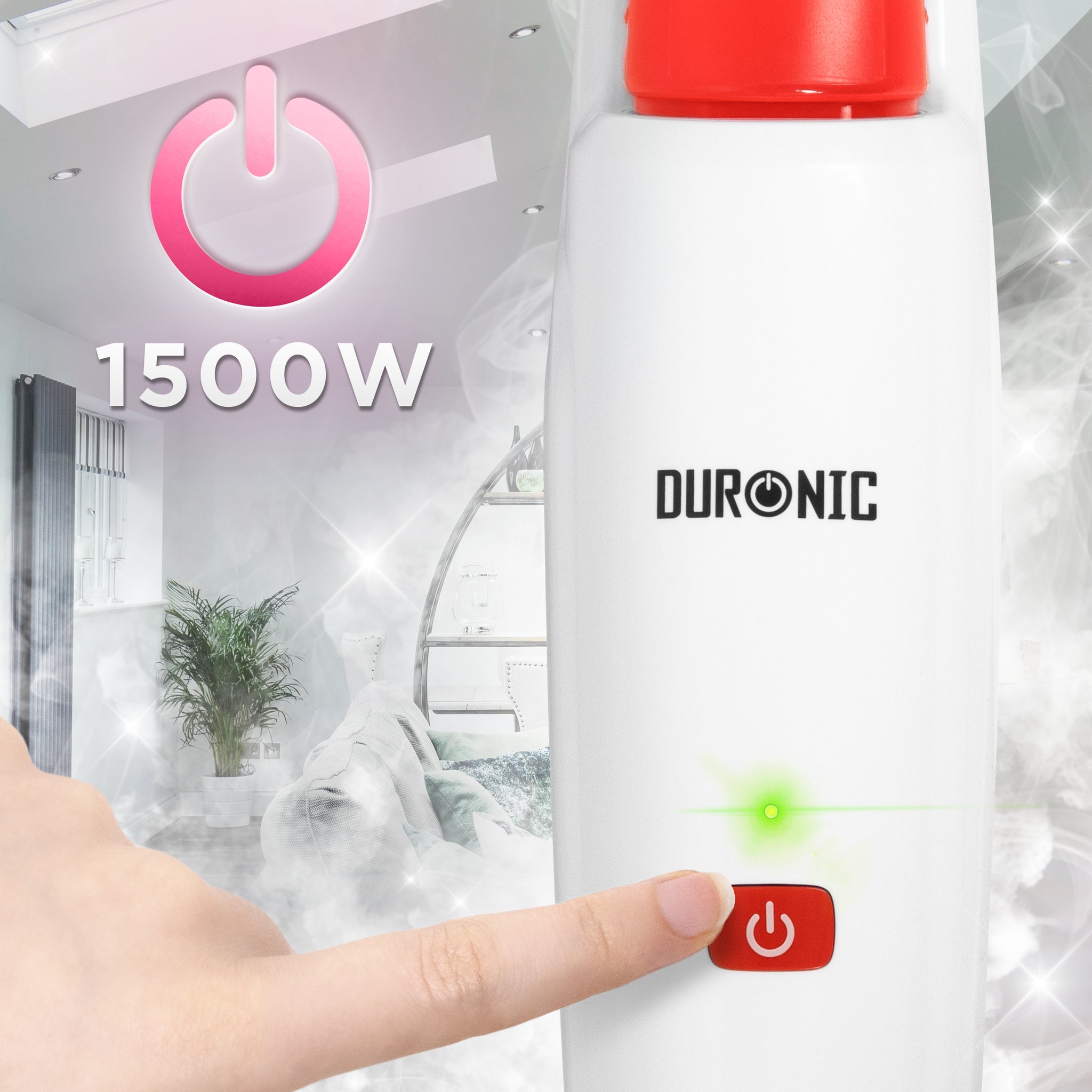 Duronic STM15 WE Dampfreiniger, Dampfmopp mit 500 ml Wassertank, Dampfmop für Böden, Dampf Bodenreiniger mit 7m langem Kabel, Steam Mop Dampfbesen