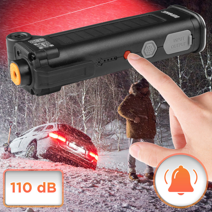 Duronic CT51 Rettungswerkzeug Auto, 6-in-1 Notfall Ausrüstung, Gurtschneider, Nothammer, Taschenlampe und Licht, Alarmton, Powerbank mit Solar und USB