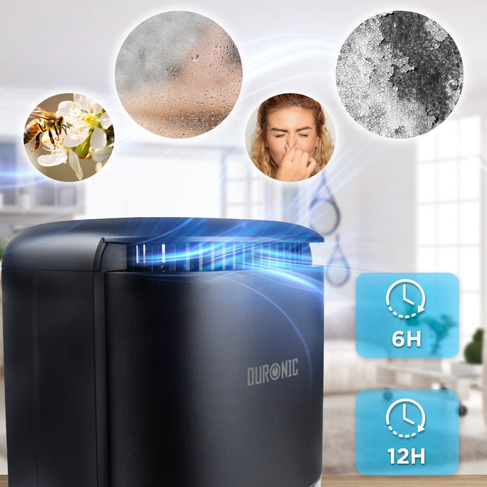 Duronic DH07 BK Luftentfeuchter, elektrischer Lufttrockner gegen Schimmelbildung, 32dB leiser Betrieb und großem Wassertank, Dehumidifier für 10qm