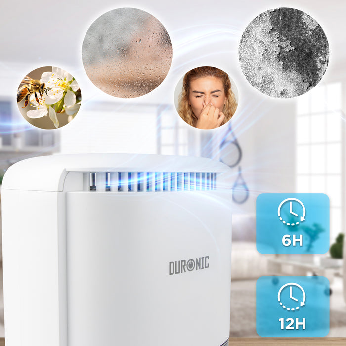 Duronic DH07 WE Luftentfeuchter, elektrischer Lufttrockner gegen Schimmelbildung, 32dB leiser Betrieb und großem Wassertank, Dehumidifier für 10qm