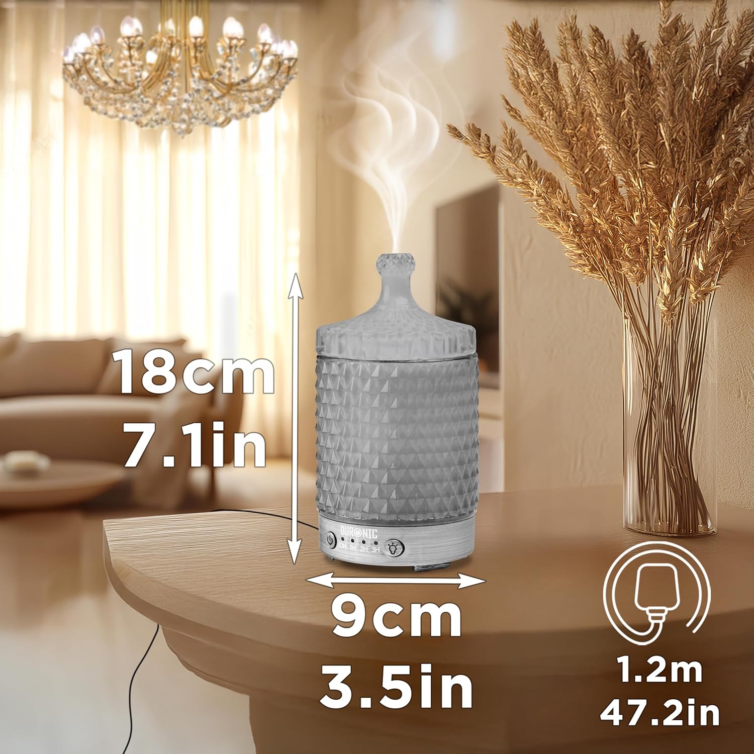 Duronic AD33 Aroma Diffuser, Diffuser mit 100 ml Wassertank, Diffusor für ätherische Öle, Raumduft als Lufterfrischer, Duftsprüher für Duftöl