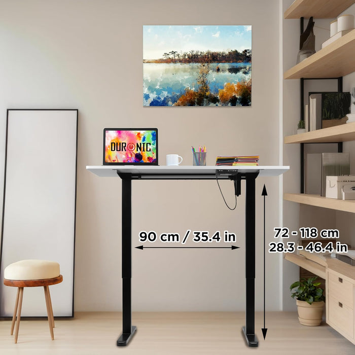 CD120 BW Höhenverstellbarer Schreibtisch, Computertisch für Büro, Gaming und Streaming, elektrischer Schreibtisch mit USB Port, 120 x 60 cm Sitz-Steh-Schreibtisch, Höhenverstellbar von 72 bis 118 cm