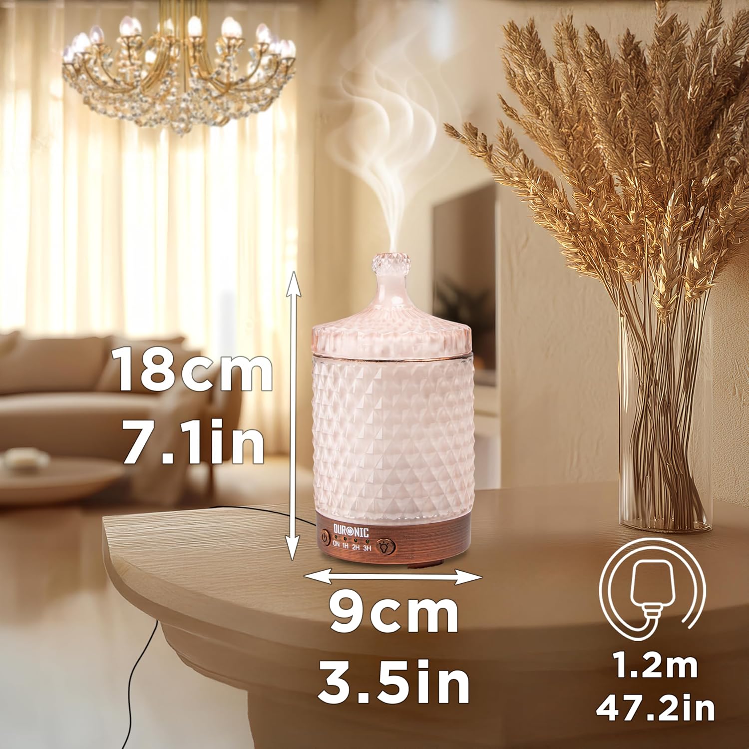 Duronic AD32 Aroma Diffuser, Diffuser mit 100 ml Wassertank, Diffusor für ätherische Öle, Raumduft als Lufterfrischer, Duftsprüher für Duftöl