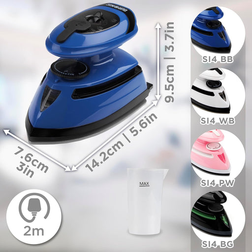 Duronic SI4 BB Mini Reisebügeleisen, 420W Mini Bügeleisen, Dampfbügeleisen 30ml Wassertank, kleines Reisebügeleisen dampf, Handbügeleisen Keramikfläche, für Kleidung nähen, 2 Betriebsspannungen