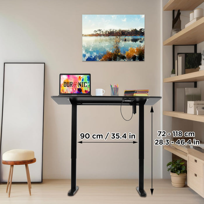 Duronic CD120 BK Höhenverstellbarer Schreibtisch, Computertisch für Büro, Gaming und Streaming, elektrischer Schreibtisch mit USB Port, 120 x 60 cm Sitz-Steh-Schreibtisch, Höhenverstellbar von 72 bis 118 cm