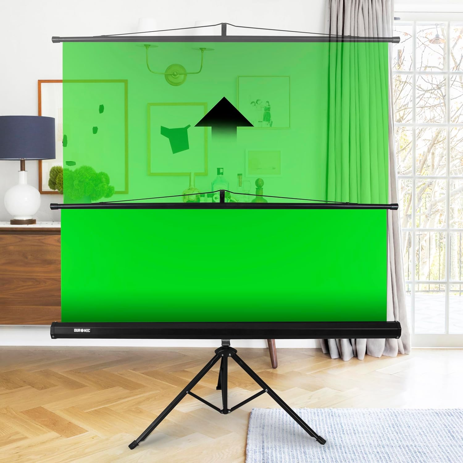 Duronic TPS13 GN Green Screen | 130 x 150 cm Chroma-Key-Panel | Faltenfreie Leinwand für Streaming, Videokonferenz und Fotostudio | Grüner Greenscreen ideal für Schreibtisch Hintergrund bei Streamer