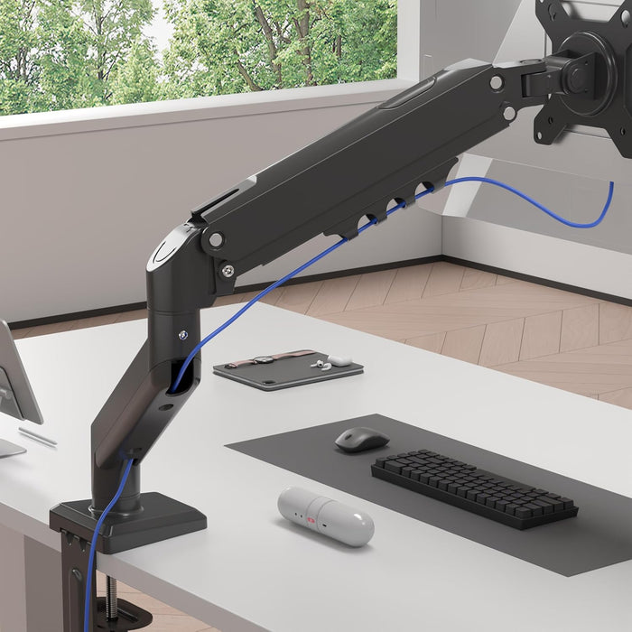 Duronic DM6A1 Monitorhalterung mit Gasfeder, Monitorarm schwenkbar neigbar drehbar für 32 Zoll QHD Curved Gaming Monitore, VESA 75/100, Tischhalterung