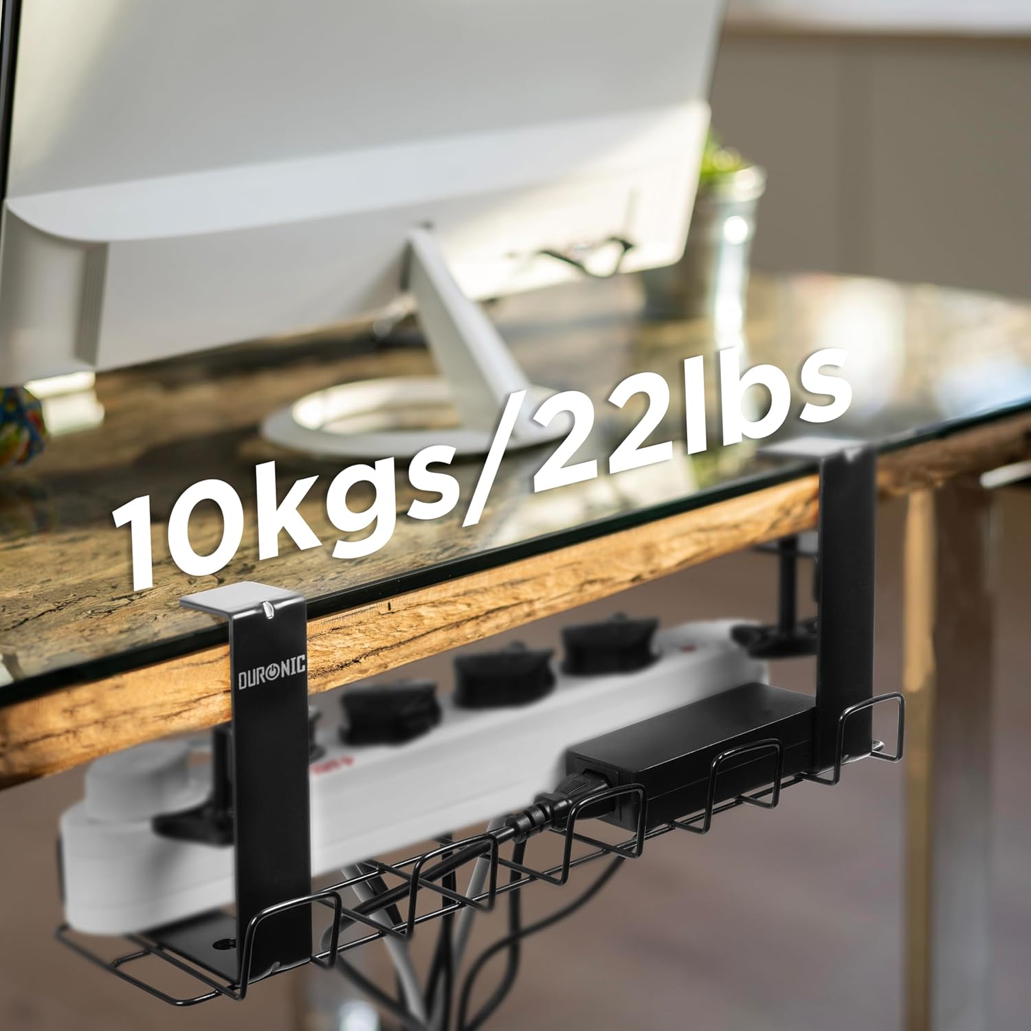 Duronic CMH2 Kabelkanal | Kabelführung Schreitisch | Kabelmanagement für Ordnung am Arbeitsplatz und Werkstatt | Drahtkorb zum Schrauben unter Tischplatte | Kabelrinne für Steckdosenleiste