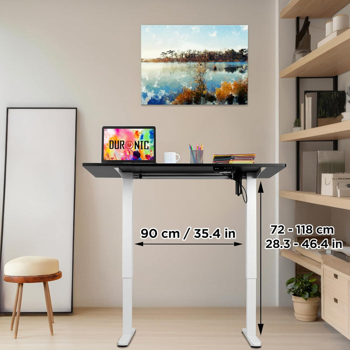 Duronic CD120 WK Höhenverstellbarer Schreibtisch, Computertisch für Büro, Gaming und Streaming, elektrischer Schreibtisch mit USB Port, 120 x 60 cm Sitz-Steh-Schreibtisch, Höhenverstellbar von 72 bis 118 cm